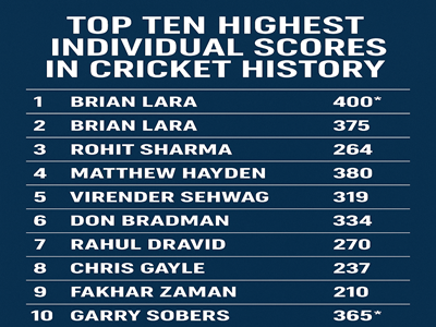 Top Ten Highest individual scores in cricket history